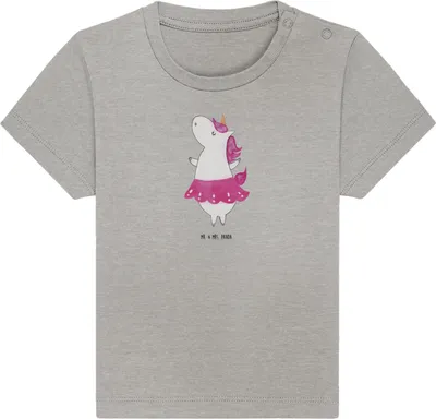 Produktbild von Mr. & Mrs. Panda Babyshirt Einhorn Ballerina 24. - 36. Monat - Heather Grey - Geschenk, Organic Baby Shirt, , T-Shirt, Party, Spaß, Feiern, Wohnung, Geburtstag