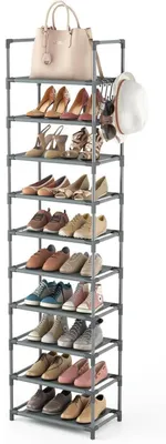 Produktbild von Schuhregal 10 Ebenen grau 43x25x172cm für 20-25 Paar Schuhe