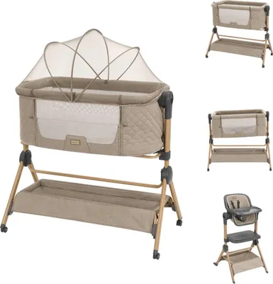 Produktbild von Kikka boo Beistellbett Sleat Me 2 in 1 Hochstuhl, höhenverstellbar, Moskitonetz