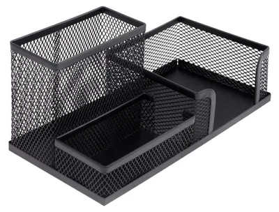Produktbild von Multifunktionaler Schreibtisch-Organizer/Stiftehalter für Stifte, Büro, Zuhause, Schule, Metall, platzsparend, schwarz