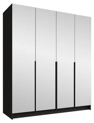Produktbild von MIRJAN24 Kleiderschrank Santi III, Schlafzimmer, mit Spiegel, Drehtürenschrank, mit Kleiderstange, Modern, Garderobenschrank, Metallgriffe (Farbe: Schwarz)