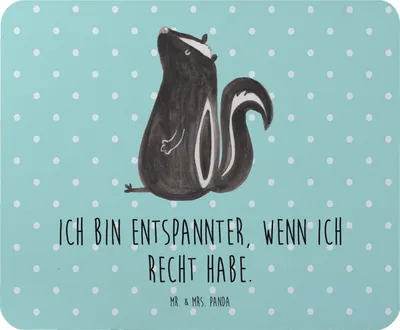 Produktbild von Mr. & Mrs. Panda Mauspad Stinktier Sitzen - Türkis Pastell - Geschenk, Mausunterlage, Computer zubehör, Wildtier, Büroausstattung, Mousepad, Designer Mauspad, Skunk