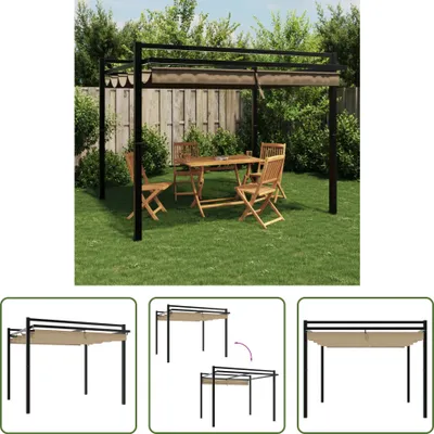Image de The Living Store Pavillon de jardin avec toit extensible Taupe 3x3 m Aluminium