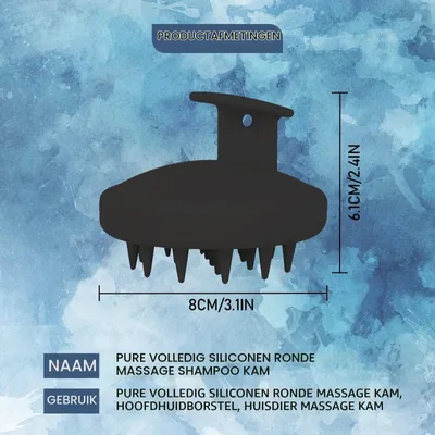 Productafbeelding van Hoofdhuidmassager scalp massager - Siliconen - Zwart - Voor haargroei en roos