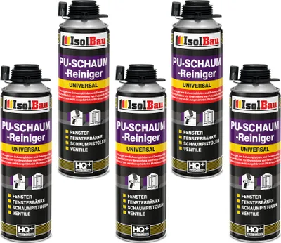 Produktbild von Isolbau 5 x 500 ml Dose PolyurethanSchaum Reiniger - Schaumreiniger für Polyurethan- Schaumpistolen, Pistolenreiniger, Reinigungsmittel, Entfetter