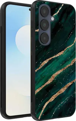 Produktbild von Geeignet für Samsung Galaxy S25 FE Telefon Fall mit Marmor-Druck - TPU zurück Abdeckung Fall Marmor-Design - Grün Gold - Smartphonica