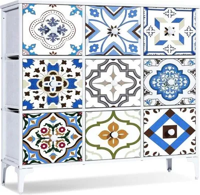 Produktbild von Famanu Ladenschrank mit 9 Stoffschubladen - Weiß