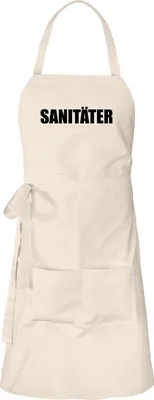 Produktbild von Huuraa Schürze Sanitäter Schriftzug Natur mit Taschen Baumwolle Kochschürze Geschenkidee