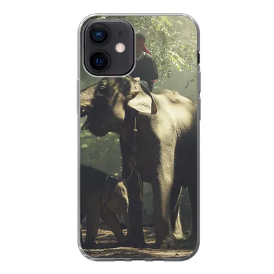 Produktbild von MuchoWow® Handyhülle Schutzhülle Hülle für iPhone 12 Elefant - Wald - Bäume - Tiere - Trainer Silikon Softcase Handy Hülle - Schutzhülle