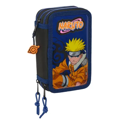 Produktbild von Dreifaches Federmäppchen Naruto Ninja Blau Schwarz 12,5 x 19,5 x 5,5 cm 36 Stücke