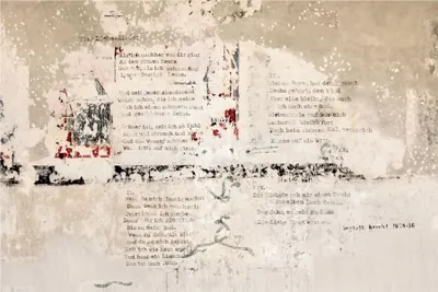 Produktbild von Fototapete Betonoptik Vliestapete - Alte Betonwand mit Bertolt Brecht Versen -  Fototapete Breit, Größe HxB:190cm x 288cm