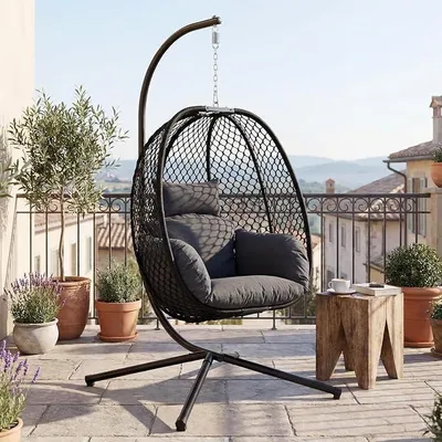 Imagen del producto de Silla colgante para exteriores con estructura. Hamaca colgante cómoda, color