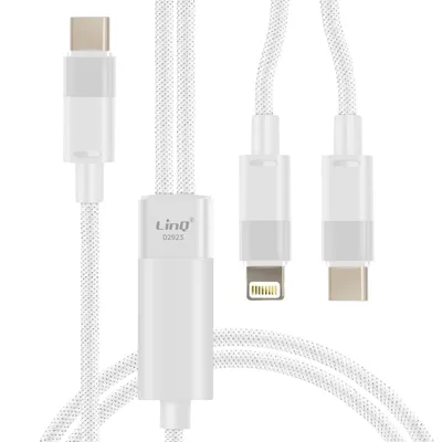 Immagine prodotto di LinQ, cavo di ricarica e sincronizzazione da USB-C a Lightning e USB-C 60W, bianco