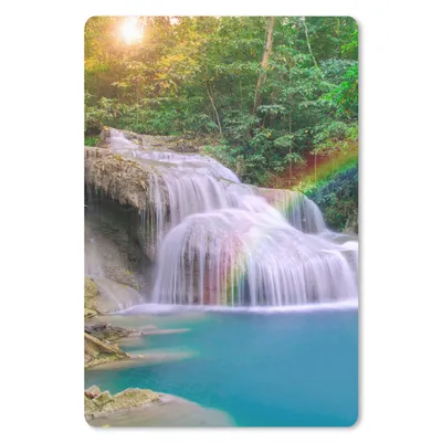 Produktbild von MuchoWow® Mauspad Mousepad Regenbogen - Sonne - Wasserfall - Natur 18x27 cm - Mousepads - Maus Mat - Pad - Mausunterlage