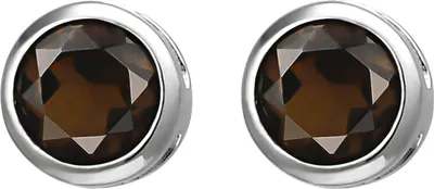 Solitär-Ohrstecker-aus-925-Silber-Rauchquarz-braun