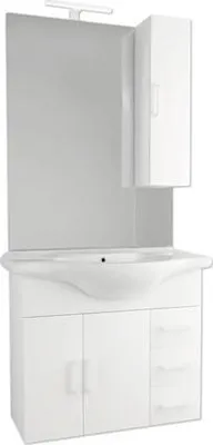Produktbild von form&style Badmöbelset Malpelo BxHxT 87 x 190 x 50 cm Frontfarbe weiß mit Waschtisch weiß Griff weiß