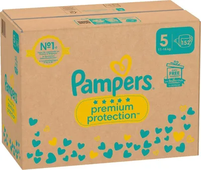 Immagine prodotto di Pampers® 8006540705643 scatola mensile di pannolini Premium Protection™ taglia 5 (11-16 kg) per neonati e bambini (4-18 mesi), 152 pezzi.