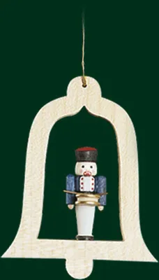 Produktbild von Christbaumschmuck Glocke natur mit Trommler Höhe= 8,5cm NEU