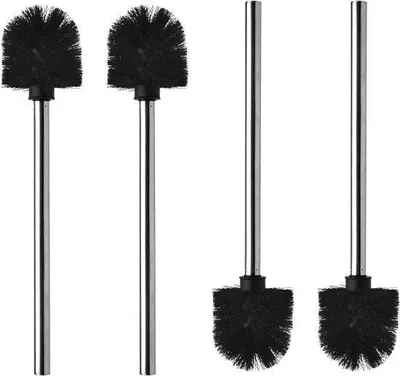 Image de Lot de 4 brosses de toilettes noires en acier inoxydable