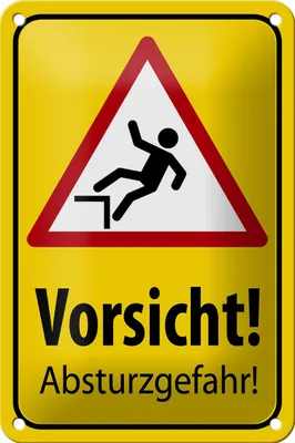 Produktbild von Blechschild Hinweis 12x18cm Vorsicht Absturzgefahr