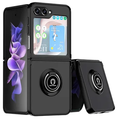 Immagine prodotto di Per Samsung Galaxy Z Flip5 5G TPU / PC Design Anello Magnet Cover Custodia del telefono cellulare Casi Nero Nuovo