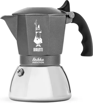 Produktbild von Bialetti Espressokocher Brikka für 4 Tassen, Espresso, Espressokanne, Induktion, Edelstahl, Anthrazit, 150 ml, 7317