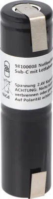 Produktbild von Notleuchtenakku NiMH 2,4V 1800mAh L1x2 Sub-C mit Lötfahnen ersetzt 2,4 V Akku, Abmessungen 23 x 86 mm (Ø x H)