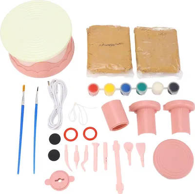 Image de Roue en céramique pour enfants avec outils de sculpture éducation set de peinture complet débutant rose