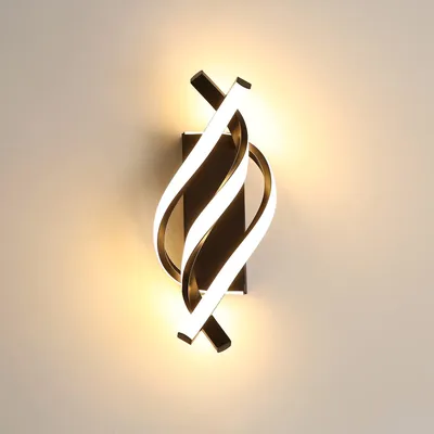 Productafbeelding van DAXGD Wandlamp LED, modern design, binnenverlichting, 22W, 2500 lumen, geschikt voor slaapkamer, warm wit licht (3000K), wandlamp voor woonkamer, gang, trappenhuis, zwart. []