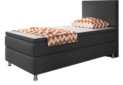 Produktbild von Boxspringbett B004 90x200 cm Webstoff Anthrazit