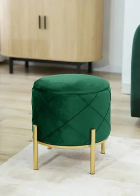 Produktbild von Eleganter JASTRIAN-Hocker mit Stauraum – Flaschengrün/Gold