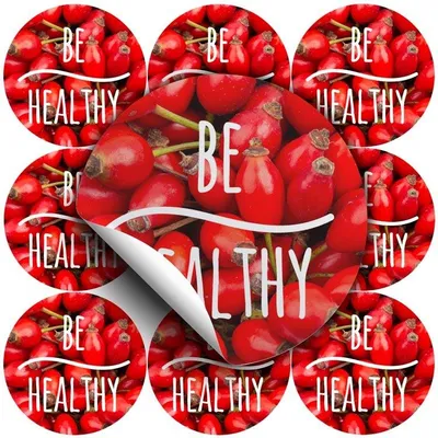 Zdjęcie produktu dla Samoprzylepne dekoracyjne naklejki „Be healthy” żurawina – 10 szt.