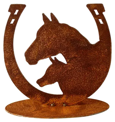 Produktbild von Gartenfigur aus Edelrost mit Hufeisenmotiv