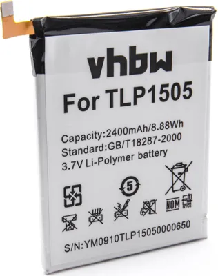 Produktbild von vhbw Akku Ersatz für TLP1505 für Handy Smartphone Telefon (2400 mAh, 3,8 V, Li-Polymer)