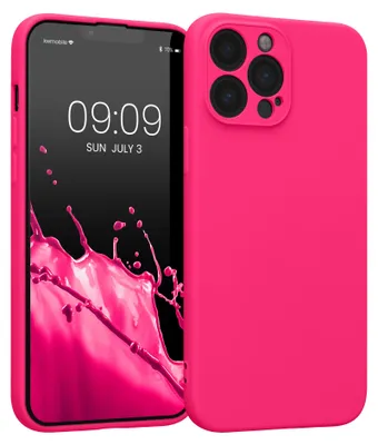 Produktbild von kwmobile Slim Case kompatibel mit Apple iPhone 13 Pro Max Hülle - Handyhülle aus Silikon in Neon Pink