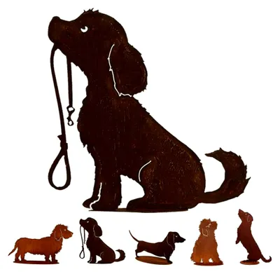 Produktbild von Gartenfigur aus Rost mit stabilem Stand – Wetterbeständige Metall-Tierfigur – Dekofigur aus Edelrost – Gartendekoration (Hund - Höhe 50 cm)