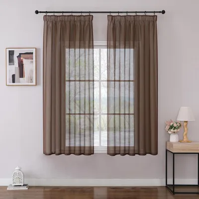 Vorhang 140x145 cm, 2 Paneele, Braun, Polyester, halbdurchsichtig