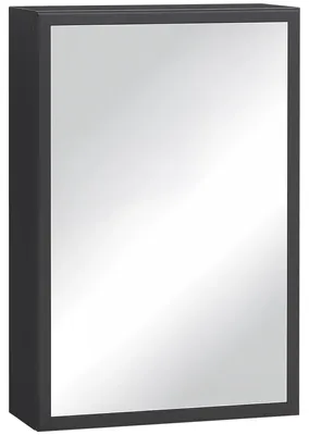 Image de Armoire miroir - Meuble de salle de bain - 3 étagères - Charnières à fermeture douce - Acier inoxydable, aluminium et verre - 40 x 15 x 60 cm - Noir