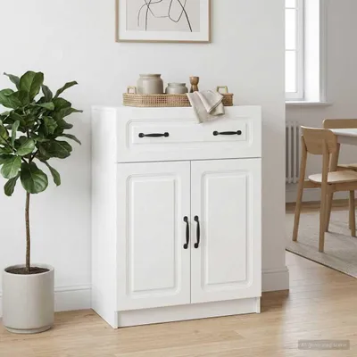 Image de Buffet à tiroirs vidaXL, blanc, 66 x 34,5 x 87 cm, aggloméré
