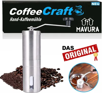 Produktbild von CoffeeCraft Manuelle Kaffeemühle Edelstahl Handkaffeemühle mit Keramik-Mahlwerk