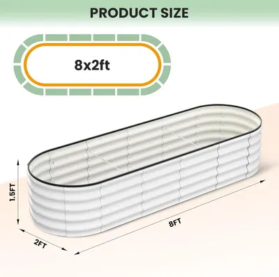 Obrázek produktu pro Oválný vyvýšený záhon z pozinkované oceli – kovový květináč – hluboké provedení – 244 × 61 × 46 cm – pro zeleninu, květiny, bylinky – modrý