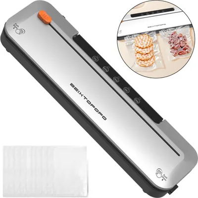 Produktbild von Automatisches Vakuumiergerät 55–65 kPa, Lebensmittel Vakuumierer mit Folienschneider & 30 cm Schweißnaht, inkl. 10 Beutel