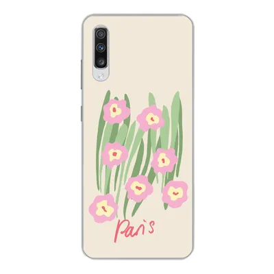 Produktbild von MuchoWow® Handyhülle Schutzhülle Hülle für Samsung Galaxy A70 Blume - Rosa - Gras Silikon Softcase Handy Hülle - Schutzhaube