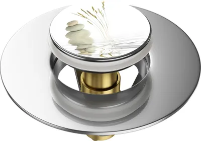 Produktbild von SANILO® Pop-Up Waschbeckenstöpsel, universal Pop Up Abflussstopfen mit Motiv - Balance