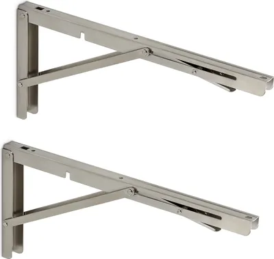 Produktbild von 1 Paar klappbare Wandkonsolen echt Edelstahl (400 x 176 mm) Regalkonsolen belastbar bis 150 kg von Sotech