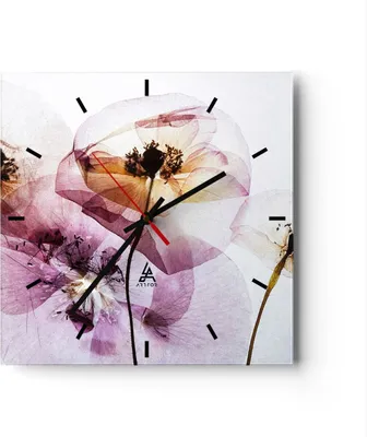 Produktbild von Wanduhr - Quadrat - Glasuhr - blume sommer natur - 30x30cm - Schleichendes Uhrwerk - Lautlos - zum Aufhängen bereit - Dekoration Modern - Wanddekoration aus Glas - C3AC30x30-3821