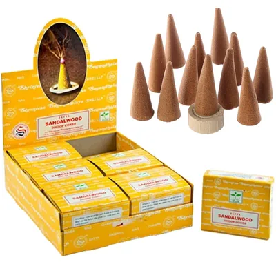 Zdjęcie produktu dla Kęsy kadzidła - Indskie kadzidło - zapach drzewa sandałowego - aromatyczne - zestaw prezentowy - 6 opakowań (72 kęsy)