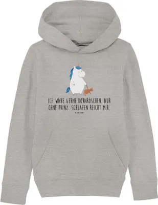 Produktbild von Mr. & Mrs. Panda Kinderpullover Einhorn Teddy 7-8 Jahre (122/128) - Heather Grey - Geschenk, Kapuzenpullover, Unicorn, Bett, Pullover, Einhörner, Sweatshirt, Hoodie