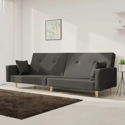 Produktbild von CLORIS Schlafsofa 2-Sitzer - mit 2 Kissen - Dunkelgrau Stoff - Ecksofas LL0000256590