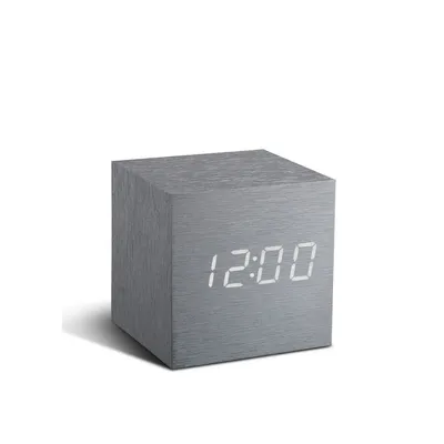 Obrázek produktu pro Budík "Cube Click", hliník / bílá - Gingko